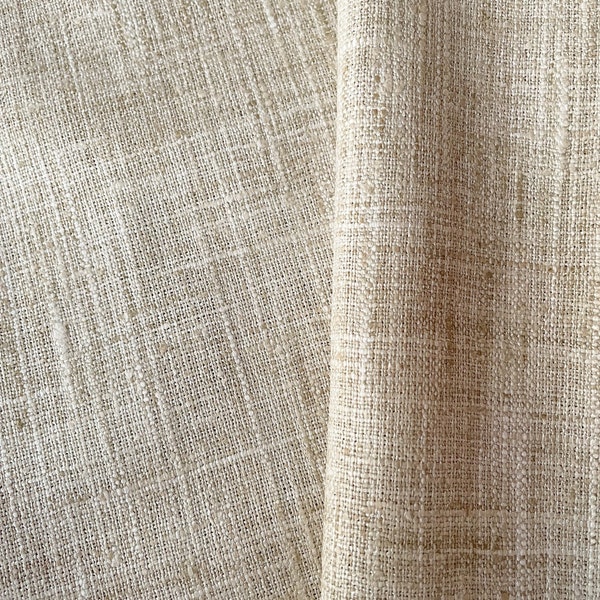 Beige Drapery Sample Fabric, Beige Curtain Fabric, Solid Beige Fabric, Beige Textured Home Decor Fabric, Beige Linen Like Fabric