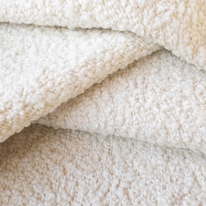 Cream Boucle Upholstery Fabric Chunky Boucle Cream Fabric for Chairs Modern Boucle Furniture Fabric White Headboard Fabric by the Yard