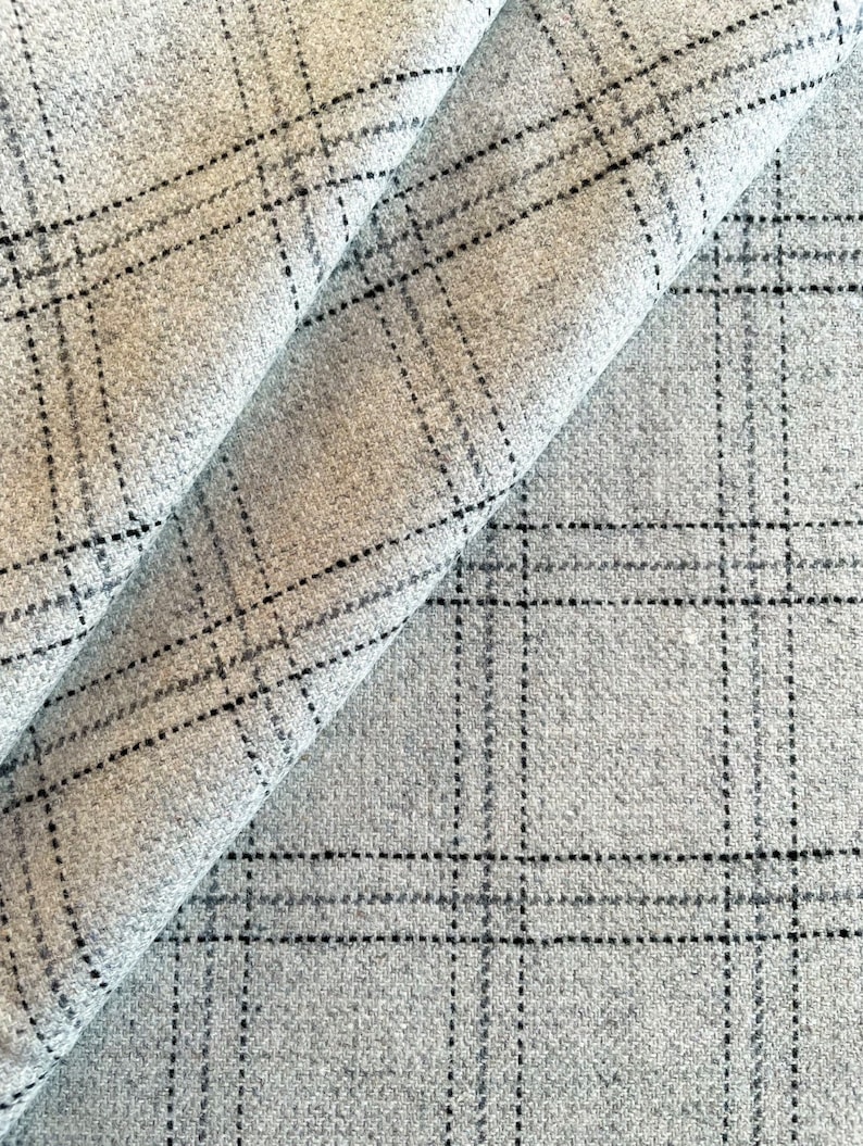 Grey Plaid Upholstery Fabric Wool Plaid Fabric by the Yard Etsy