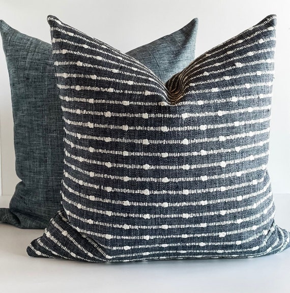 Navy White Striped Throw Pillow Boho Striped Pillow Navy Nautical Modern Stripe Cushion Farmhouse Stripe Pillow Blue Coastal Woven Pillow Etsy UK