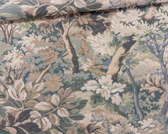 Green Tapestry Fabric for Upholstery Fabric for Chairs Nature Inspired Drapery Fabric for Pillows Brown Textured Curtain Fabric by the Yard