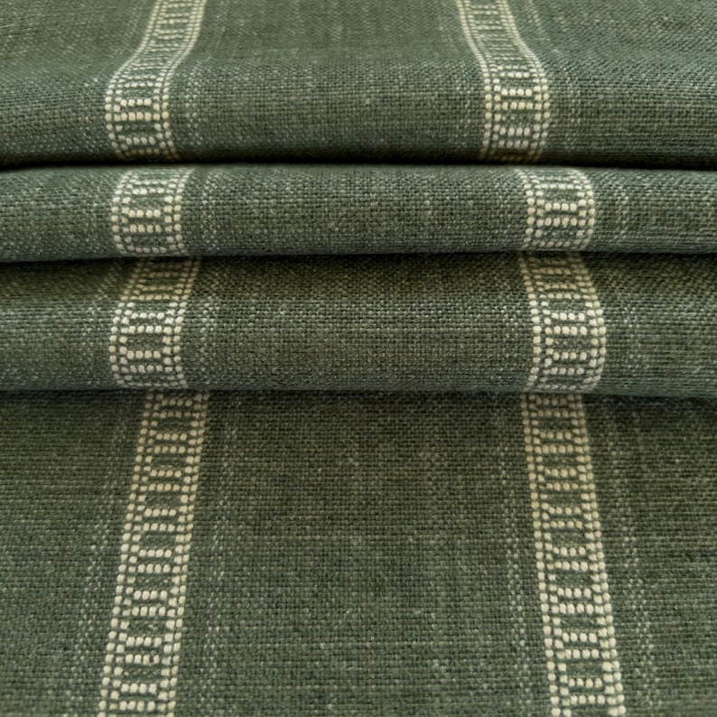 Tela de tapicería a rayas verde oliva para sillas Tela a rayas para cortinas Tela de diseño a rayas verde tierra Tela a rayas moderna cortada a medida imagen 9