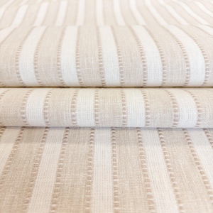 Beige & White Striped Drapery Fabric Modern Striped Designer Curtain Fabric Beige Cotton Neutral Fabric Cream Upholstery Fabric by the Yard image 10
