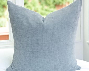 Blue Chenille Pillow Cover Textured Chambray Throw Pillow for Sofa Light Blue Bed Pillow Soft Designer Pillow Blue Layering Cushion Cover