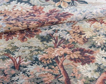 Brown Tapestry Upholstery Fabric for Chairs Nature Inspired Modern Drapery Fabric Burgundy Fabric for Pillows Designer Fabric by the Yard