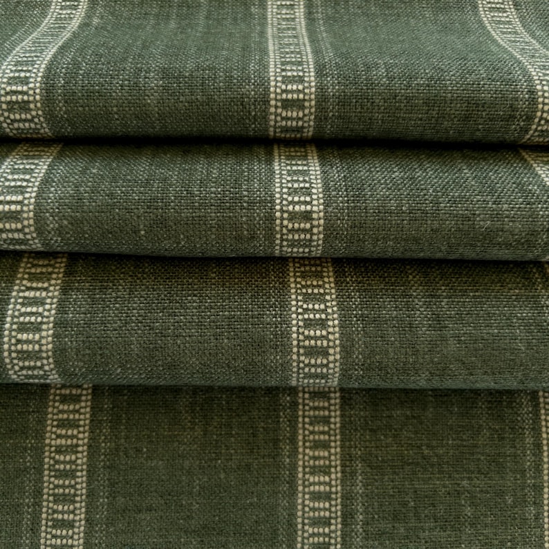 Tela de tapicería a rayas verde oliva para sillas Tela a rayas para cortinas Tela de diseño a rayas verde tierra Tela a rayas moderna cortada a medida imagen 8