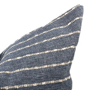 Blue Striped Pillow Cover Coastal Blue Throw Pillow Modern Decor Blue Performance Fabric Pillow Blue Neutral Pillow Designer Stripe Cushion