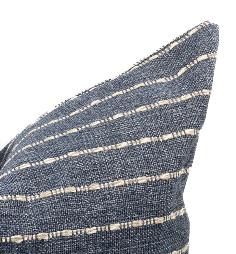Blue Striped Pillow Cover Coastal Blue Throw Pillow Modern Decor Blue Performance Fabric Pillow Blue Neutral Pillow Designer Stripe Cushion
