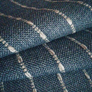 Blue Stripe Upholstery Fabric Modern Striped Fabric for Chairs Blue Coastal Fabric Textured Fabric for Pillow Fabric by the Yard MADE IN USA