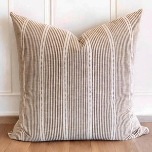 Brown Pillow Cover Striped Neutral Pillow Modern Striped Pillow Casual Decor Brown Textured Striped Earth Toned Pillow Rustic Pillow Cover