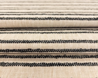 Tela de tapicería a rayas negras y beige para sillas, tela a rayas, tela a rayas texturizada para cojines, tela de diseño, tela moderna cortada a medida.