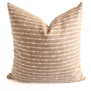 Camel Throw Pillow Neutral Chunky Stripe Pillow Cover Earth Toned Pillow Coastal Tan Pillow Modern Farmhouse Pillow Striped Designer Cushion