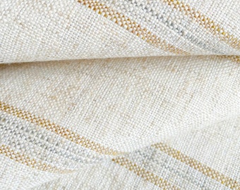 Tissu de draperie beige à rayures Tissu à rayures beiges Tissu pour rideaux de designer moderne à rayures en lin Tissu neutre pour draperie, par mètre