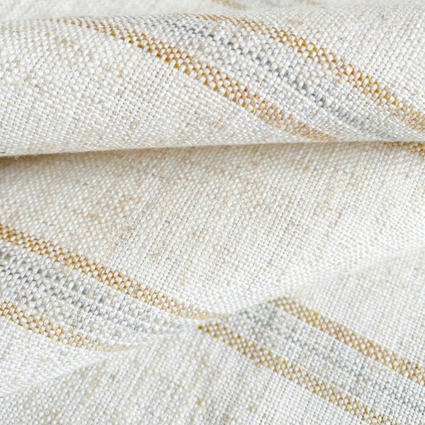 Beige Drapery Fabric Striped Beige Striped Fabric Modern Designer Curtain Fabric Linen Striped Neutral Fabric for Drapery Fabric by the Yard