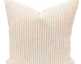 Brown Striped Pillow Cover Outdoor Throw Pillow Brown Neutral Pillow Textured Stripe Cushion for Patio Pillow Woven Decor for Living Room