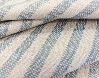 Blue & Beige Striped Drapery Fabric Modern Striped Designer Curtain Fabric Green Cotton Neutral Fabric Beige Upholstery Fabric by the Yard