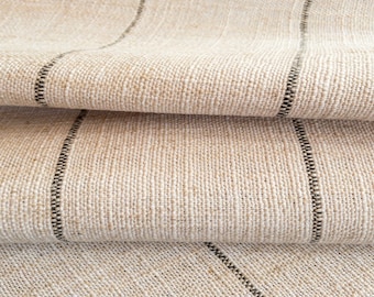 Beige Striped Upholstery Fabric Textured Fabric for Chairs Fabric Designer Modern Pillow Fabric Linen Striped Cushion Fabric by the Yard