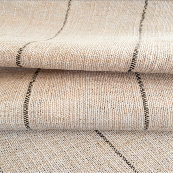 Beige Upholstery Fabric Striped Textured Upholstery Fabric for Chairs Fabric Beige Striped Furniture Fabric Modern Linen Fabric by the Yard