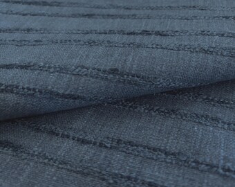 Navy Textured Stripe Fabric Upholstery Stripe Fabric for Chairs Dark Blue Pillow Fabric Stripe Modern Navy Blue Designer Fabric by the Yard