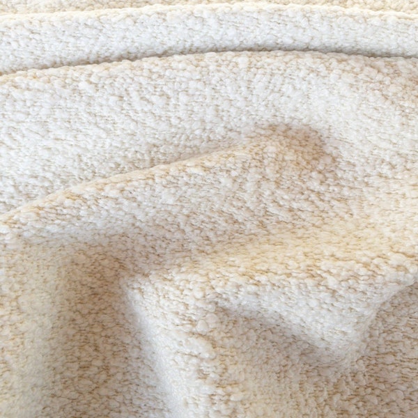 Echantillon de tissu bouclé crème, blanc, tissu bouclé texturé résistant, tissu d'ameublement texturé pour oreillers, échantillons de tissu