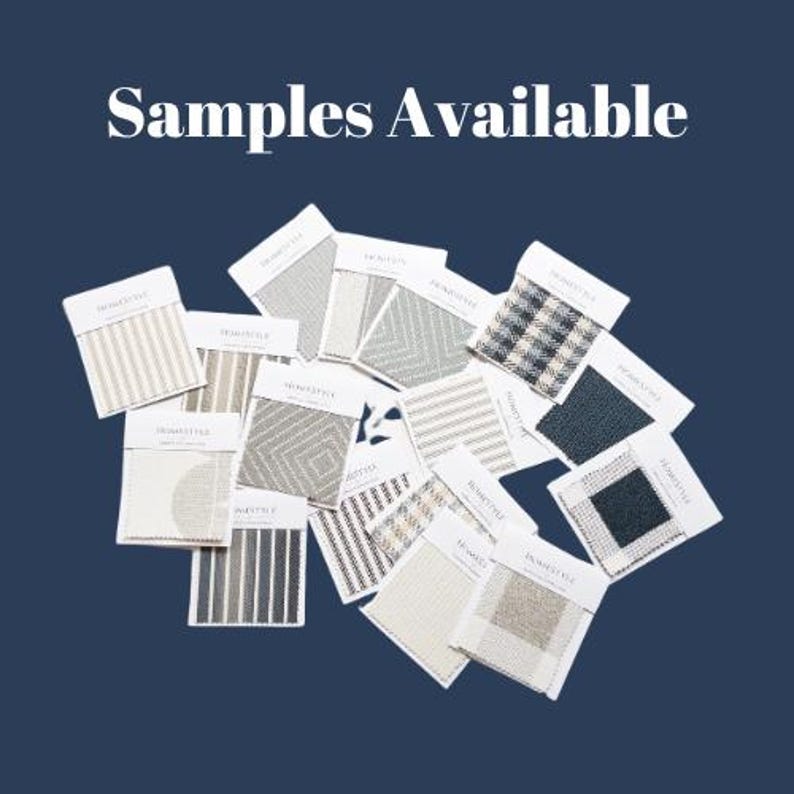 May include: A collection of square fabric swatches with white headers labeled "HOMESTYLE" arranged in a scattered layout. The textiles feature various patterns including stripes, plaids, and geometric designs in neutral tones of white, gray, and black.