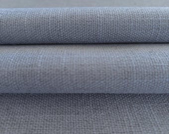 Steel Blue Upholstery Fabric Textured Blue Fabric for Chairs Blue Coastal Fabric for Cushions Chambray Linen Like Pillow Fabric by the Yard