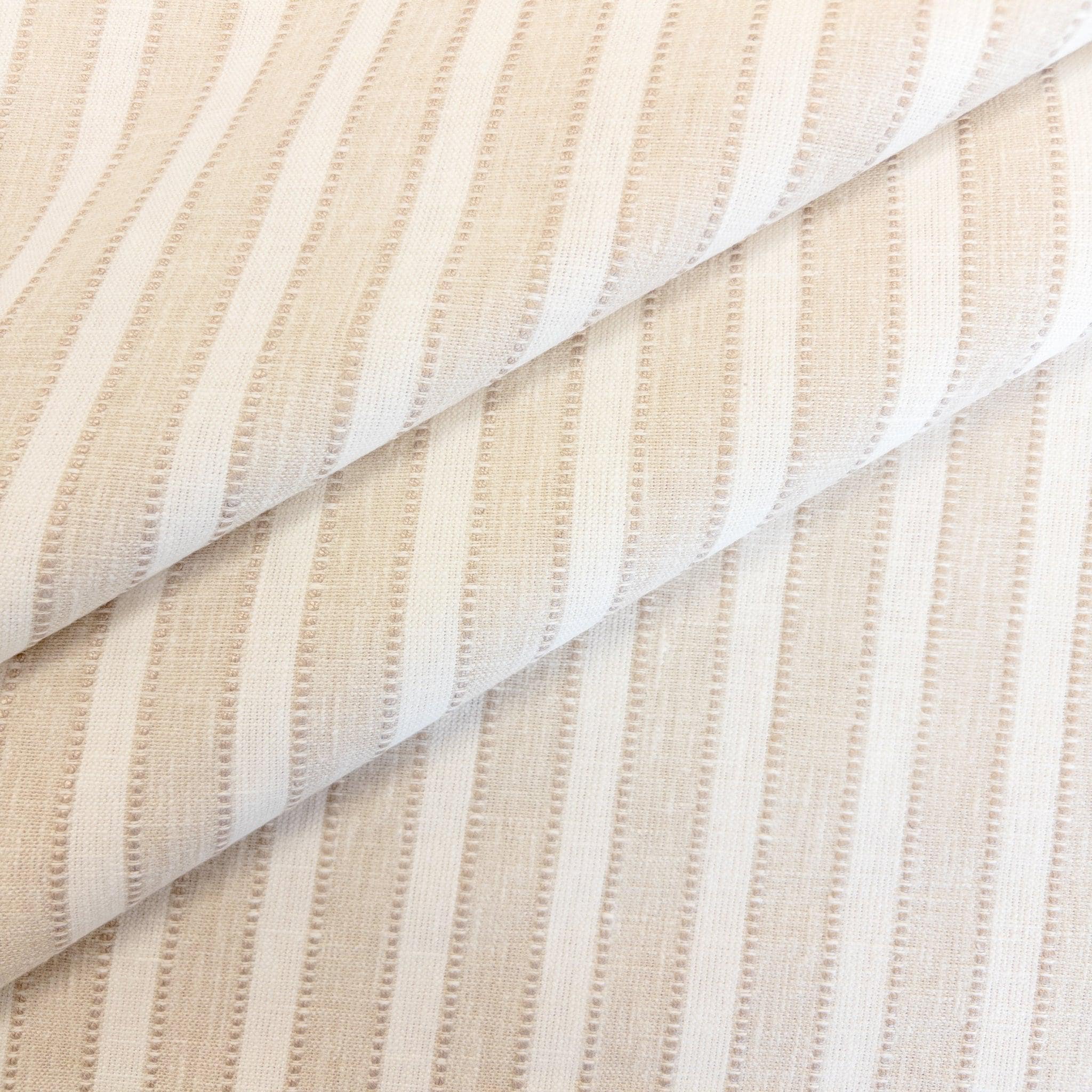 Beige & White Striped Drapery Fabric Modern Striped Designer Curtain