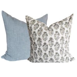Blue Floral Pillow Combination Floral Pillow Set of 2 Pillow Bundle for Sofa Pillow Set Neutral Pillow Cover Blue Grey Floral Throw Pillow