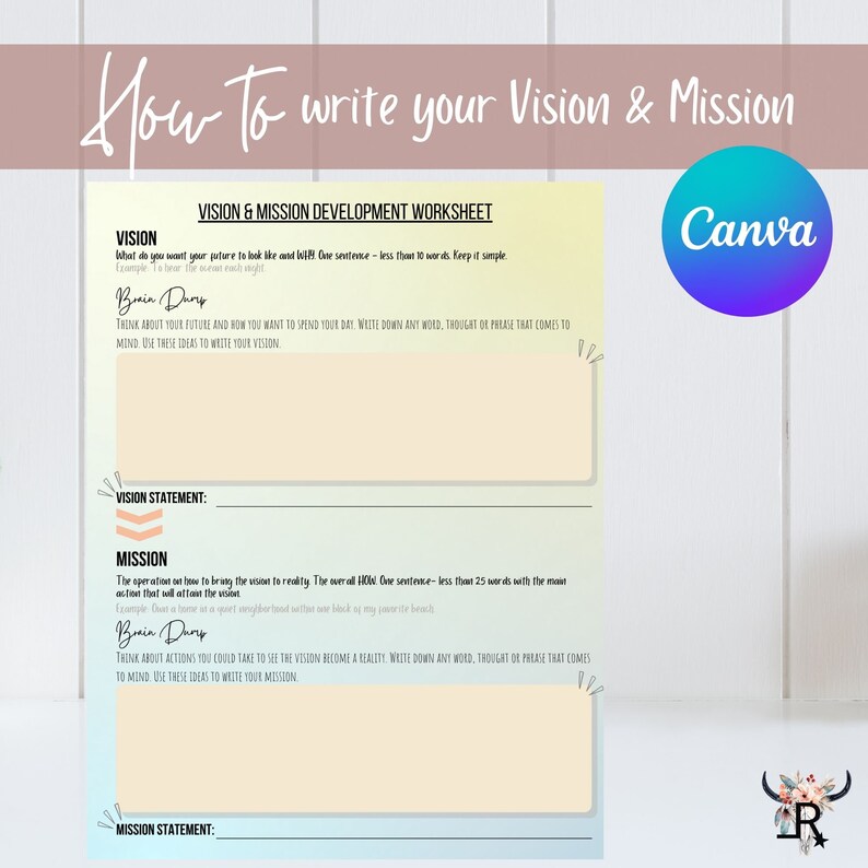 Develop Your Vision & Mission Statement - Canva Template Download - Etsy