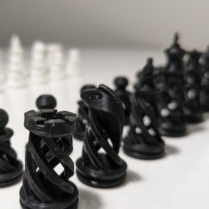 Magnetic Spiral Chess Set, Black and White, Pieces Only