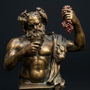 Busto de Baco - Estátua de 24 cm - Deus Romano do Vinho e do Êxtase - Decoração elegante para adega ou escritório - Estatueta sólida e robusta