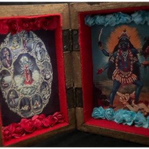 ORATORIO ミニ祭壇、母なる KALHI MAA は黒い女神を殺します。テーブルまたは祭壇用、祈り、供物、儀式、瞑想用。