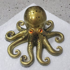 Golden Resin Octopus, Nature Inspired Decor, Beach Life, Ocean Life, Kraken Creature Legend, Cephalopod, Ocean Marine Life Collection.