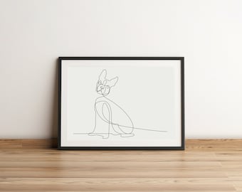 Boston Terrier Wall Art | Line Drawing | Physical Print