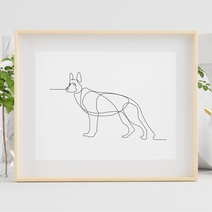 German Shepherd Wall Art | Line Drawing | Physical Print
