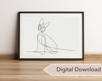 Boston Terrier Wall Art | Line drawing | Digital download