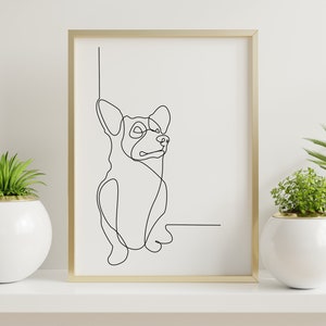 Corgi Wall Art | Line Drawing | Physical Print