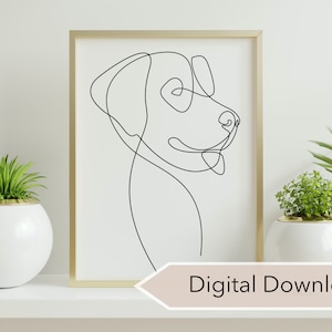 Golden Retriever Wall Art | Line Drawing | Digital Download