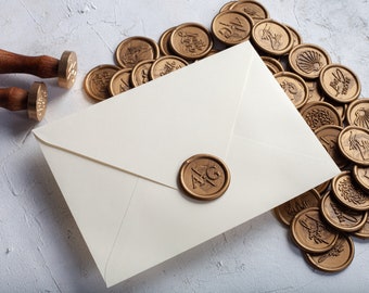 Custom initials wax seal handmade adhesive monogram wedding invitation card envelopes