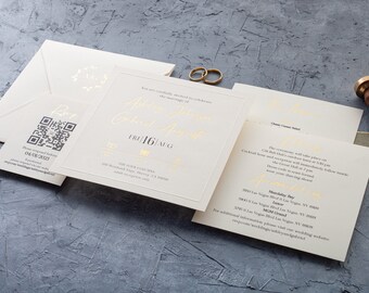 Ivory paper with stunning gold foil, exquisite wedding invites