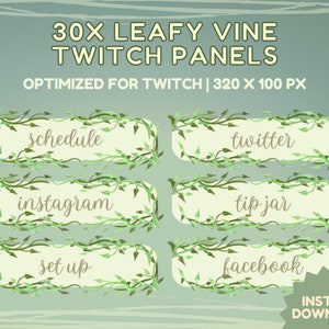 30x Twitch Panels Green Leaf Vines | Streamer Panels | Pothos, Houseplant, Cozy, Aesthetic, Plants, Literature, Novel | Panels for Streaming
