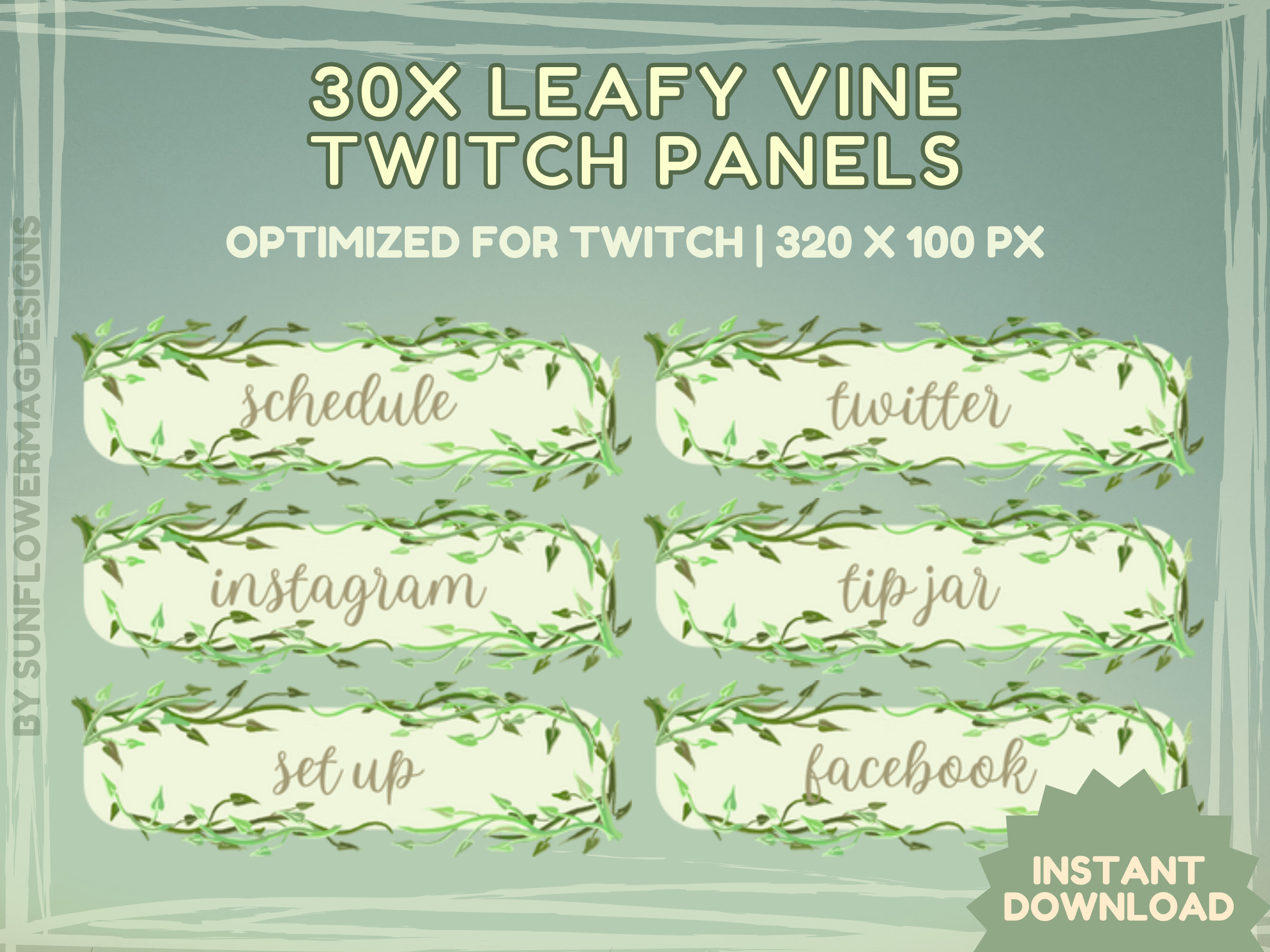 30x Twitch Panels Green Leaf Vines | Streamer Panels | Pothos, Houseplant, Cozy, Aesthetic, Plants, Literature, Novel | Panels for Streaming