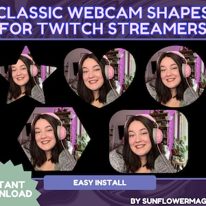 10x Classic Webcam Shapes for Twitch Streamers | Camera Mask Shape | Twitch Overlays, Twitch Package, Cute Twitch Overlay, Webcam Frames