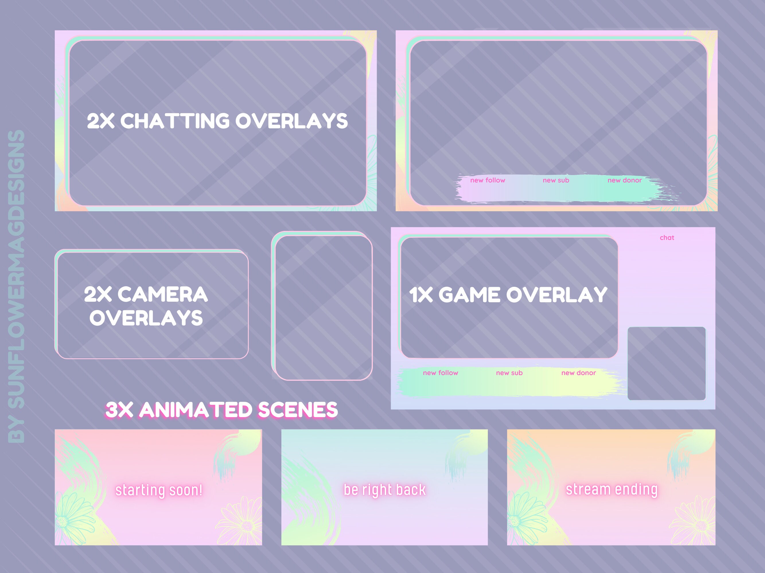 Pastel Rainbow Animated Stream Overlay Package For Twitch Etsy Ireland