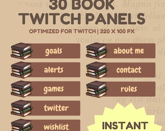30x Twitch Book Stream Panels | Modern, Booktok, Cozy, Aesthetic, Cute, Reading, Literature, Novel Twitch Streamer Bundle Package