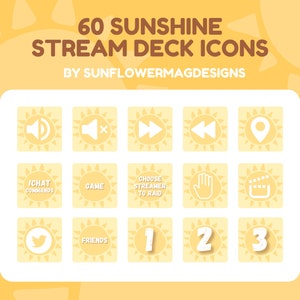 Sunshine Elgato Streamdeck Icons - Fun Summer Cute Aesthetic Cover Pack Digital Download Customizable