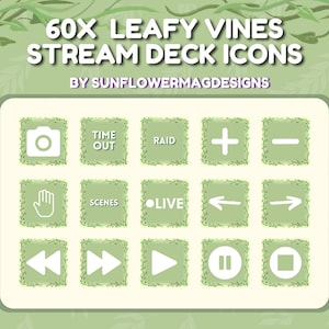 Elgato Streamdeck Icons Sage Leafy Vines Plant - Pothos, Monstera, Zimmerpflanze, gemütliche Spiele, Cover Pack Digital Download Anpassbar