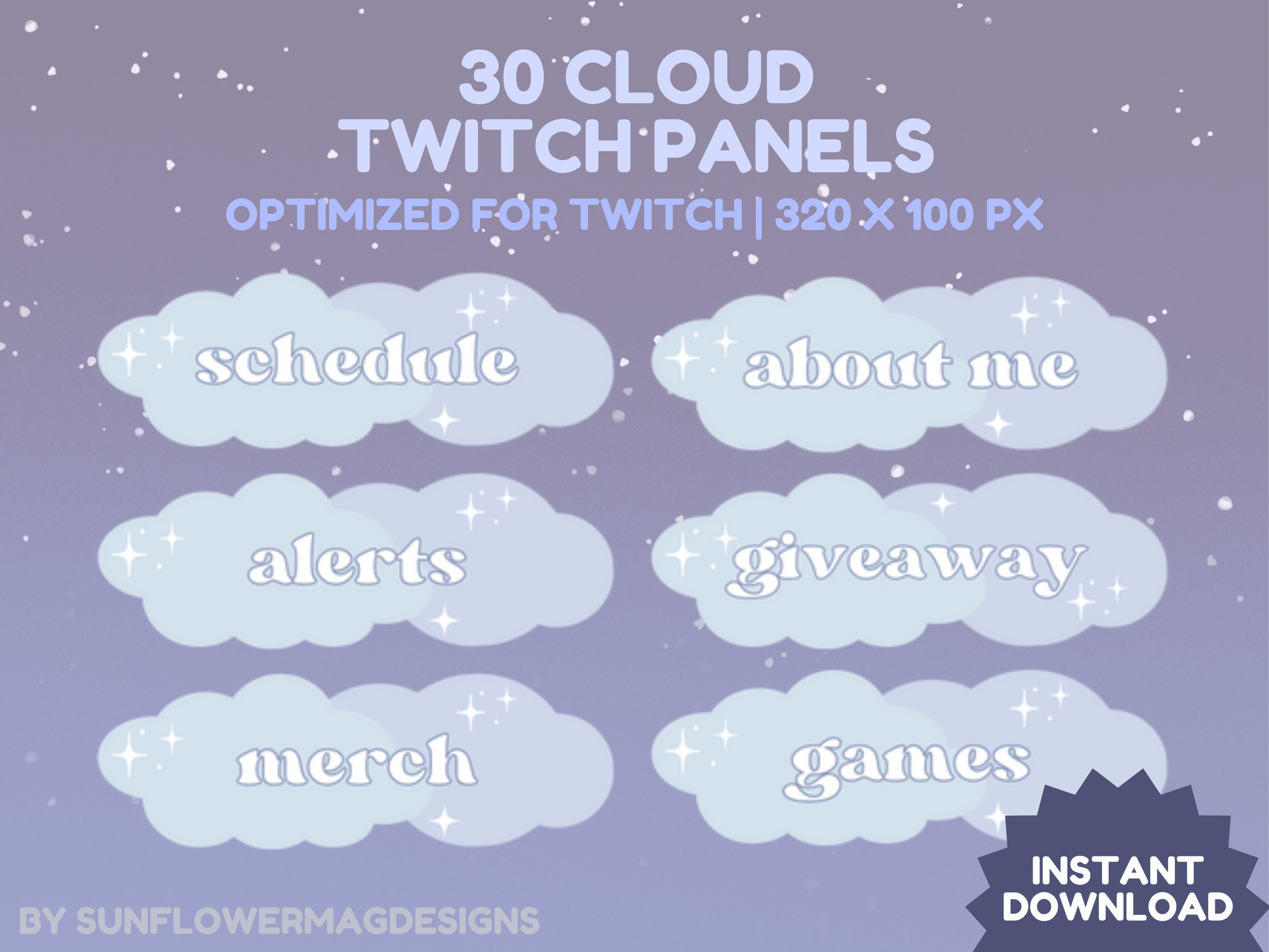 30x Twitch Panels Celestial Cloud | Streamer Panels | Stars, Sky, Rain ...