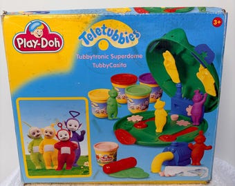 MIB Vintage Play-Doh Teletubbies Tubbytronic Superdome - Complete 1990s Toy Set - Retro Hasbro Collectible in Box