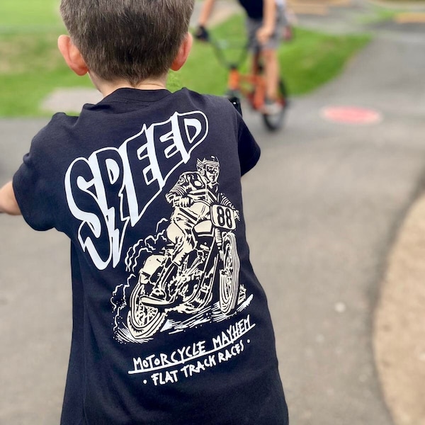 Speed Motocross Kids T-Shirt, Moto Sport Apparel, Motorcycle Mayhem Kids Tee